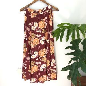 Vintage Floral Button Down Midi Skirt